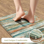 KIMODE Kitchen Mats Cushioned Anti Fatigue 17"x47"+17"x29", Abstract Farmhouse - Image 2