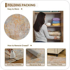 Beige Gold Round Area Rugs 4ft Washable Circle Rug - Image 5