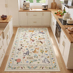 Unirea 3x5 Beige Cat Area Rug for Entryway Kitchen, Medium Washable Kids Rug - Image 6