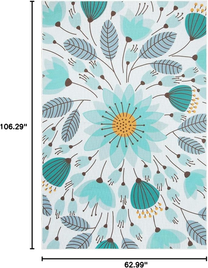 Lahome Floral Indoor Outdoor Rugs, 6x9ft Non Slip Outdoor Patio Rug - Image 2