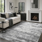 DCX Abstract Area Rug 5x7, Washable Gray Modern Rug by DCXWashableRug