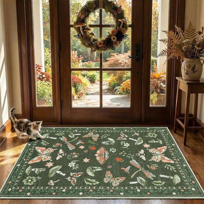 Mushroom 2x6 Runner Rug for Hallway Washable Kitchen Rugs Non Slip Low-Pile - Image 3