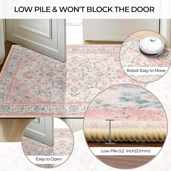 CAPALOCA Machine Washable Rugs Nursery Rug 6x9 Cute Girl Non Slip Low Pile - Image 6