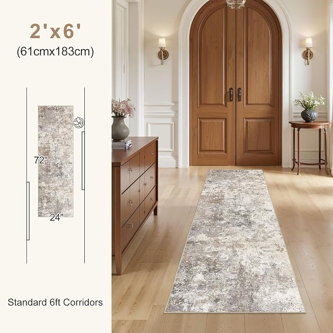 UERMEI 2x6 Washable Runner Rug for Hallway, Non Slip Low Pile Kitchen Carpet - Image 5