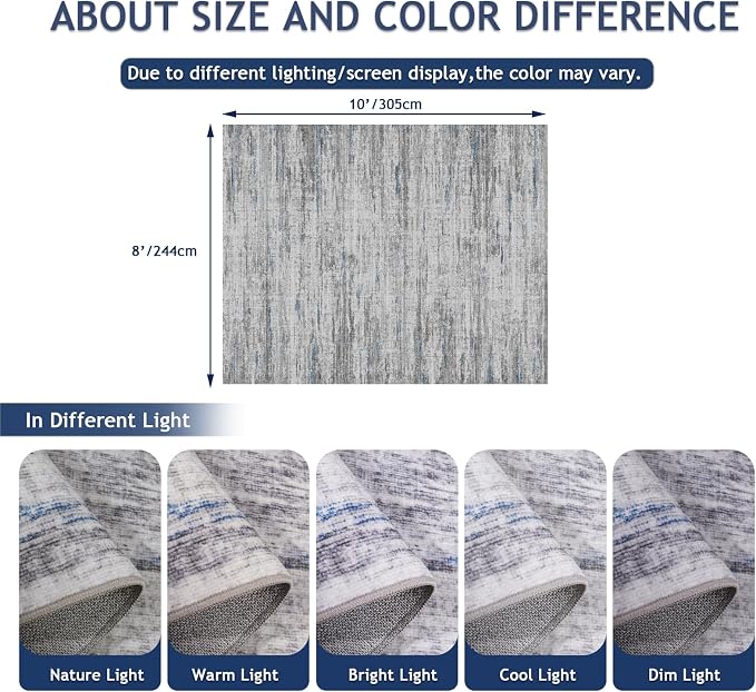 8x10 Area Rugs for Living Room, Modern Abstract Non-Slip Backing Washable Rugs - Image 2