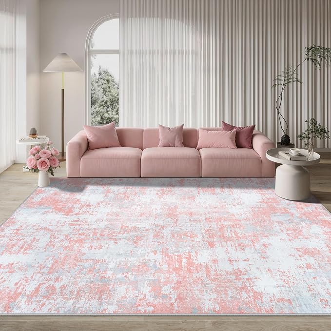 Pink Rug Carpet 8x10 Area Rugs for Bedroom Girls: Washable Modern Rug for - Image 9