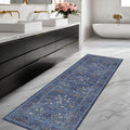 Dark Blue Washable 2x8 Runner Rugs Non Slip by HazoHaus