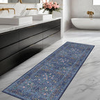 Dark Blue Washable 2x8 Runner Rugs Non Slip by HazoHaus