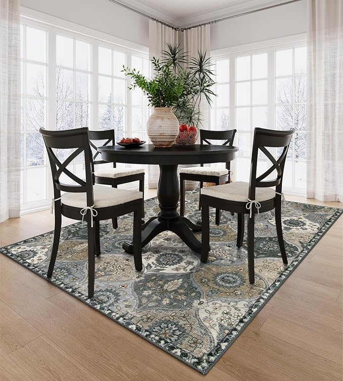 Lahome Moroccan Washable Living Room Rug, 5x8 Rugs - Image 3
