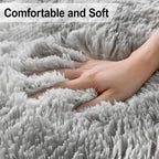 2x3 ft Shaggy Tie Dyed Grey Rug Small, Fluffy Furry Area Rugs - Image 4