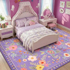 RELEANY Floral 9x12 Area Rugs Washable Print Boho Cute Carpet Non Slip Flower - Image 2