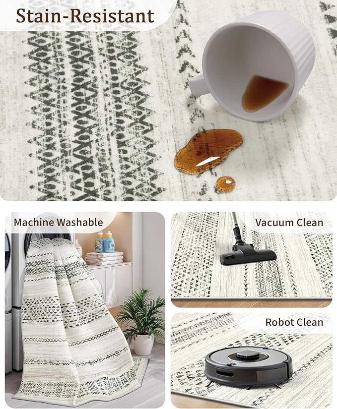 Miukiki 2x8 Runner Rug Moroccan Washable Kitchen Rug Non Slip Indoor Floor - Image 4