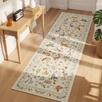 Unirea 2x6 Beige Cat Runner Rug, Washable Non Slip Botanical Rug - Image 8