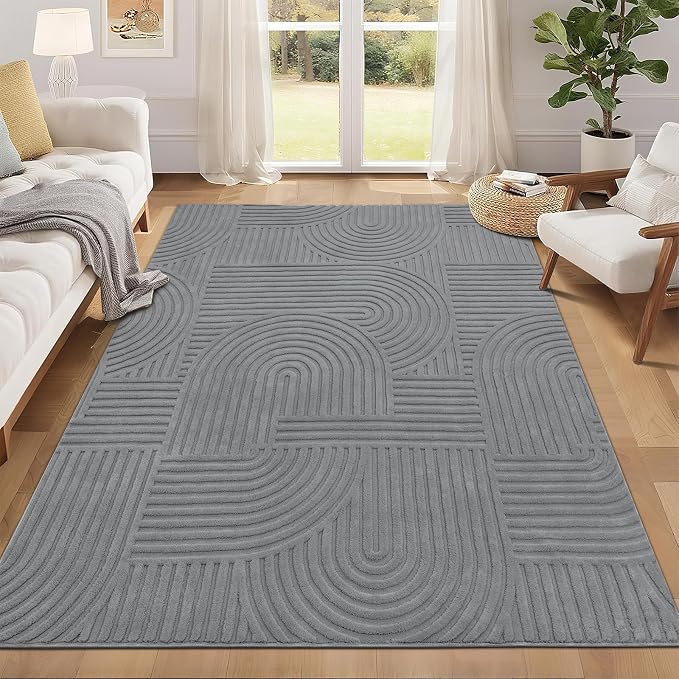 Pauwer 5x7 Washable Area Rugs for Living Room Modern Grey Solid Color Soft by Pauwer