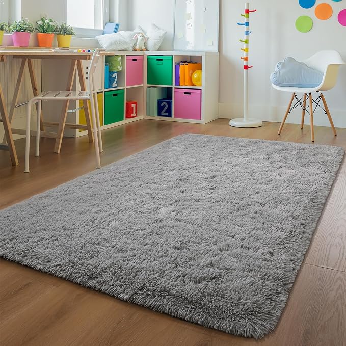 Andecor Soft Fluffy Bedroom Rugs, 8 x 10 Feet Indoor Shaggy Plush Area Rug - Image 2