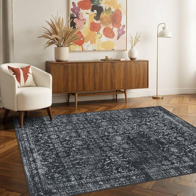 Rugxara 3x5 Rug for Entryway Bedroom, Vintage Retro Boho Throw Rug, Non Slip & - Image 4