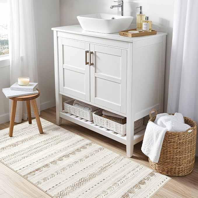 Nakagishi 2X4 Rug Washable Area Rug: Small Soft Boho Farmhouse Neutral Moroccan - Image 5