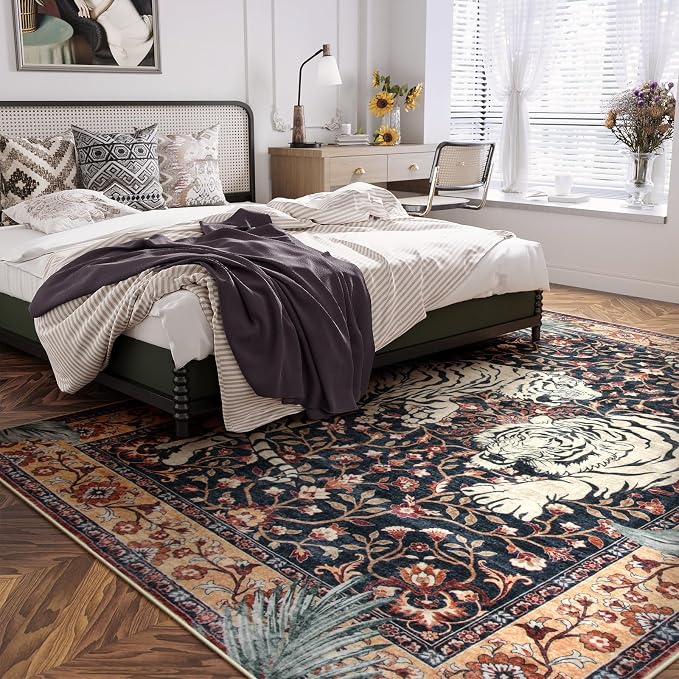 Moynesa Tiger Washable Area Rugs 8x10, Large Boho Rugs - Image 9