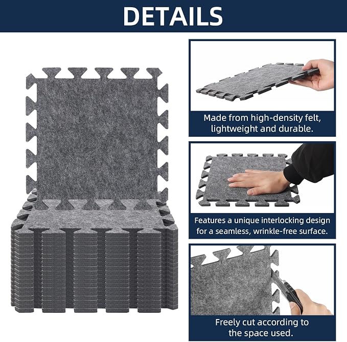 20 Pieces Sound Absorbing Interlocking Floor Mats, 11.8 x 11.8 x 0.4 inches - Image 4