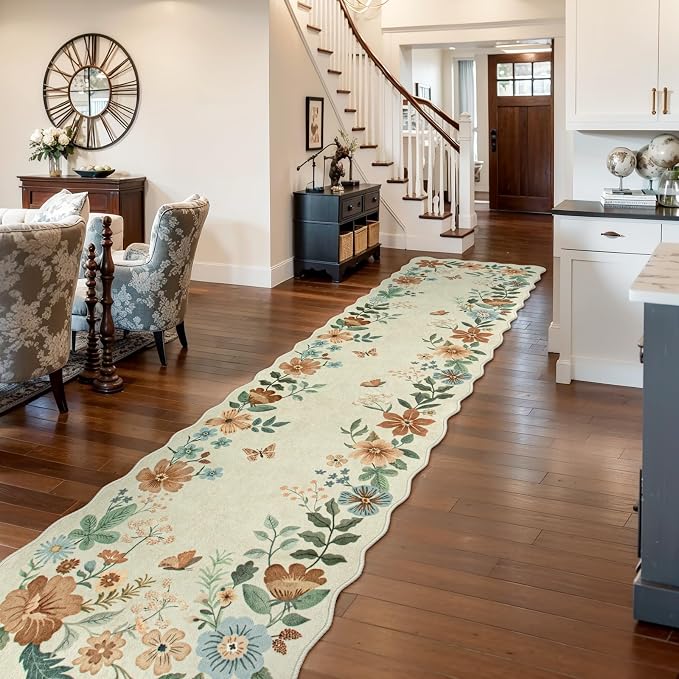 Lahome Floral Hallway Runner Rug Non Slip, Distressed Long Carpet - Image 2