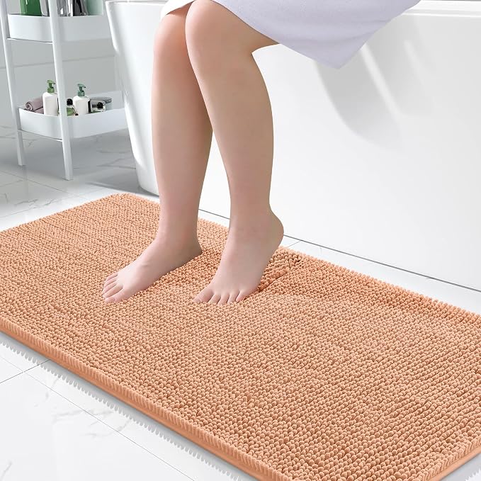 OLANLY Large Bathroom Rugs 45x27, Extra Soft Absorbent Chenille Bath Rugs by OLANLY