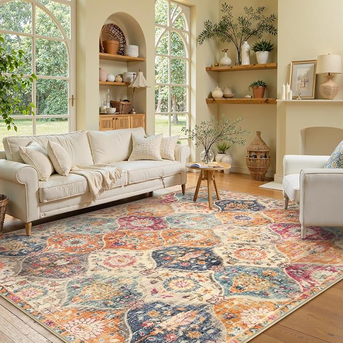 Lahome Moroccan Trellis Washable Area Rugs 5x7, 5x7 Area Rugs - Image 4