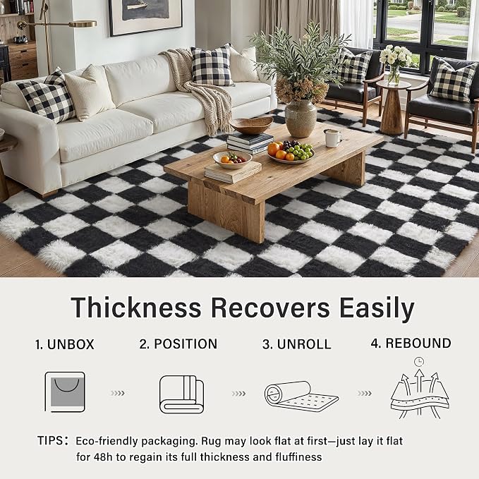 PureCozy Checkered Rug 5x8 for Living Room - Image 5