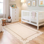 GarveeHome Scalloped Bow Rug for Living Room, Solid Beige Rug for Dorm - Image 4