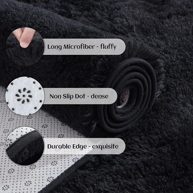 YJ.GWL Fluffy Runner Rug for Bedroom Living Room Soft Shag Rugs 2x6 Feet - Image 4