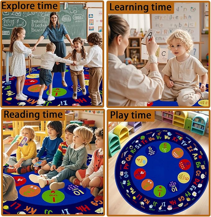 Classroom Round Rug, 6×6Ft ABC Rugs - Image 6