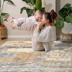 Toneed Abstract Area Rug Modern Washable Rug Soft Non Slip Rug Low Pile - Image 4