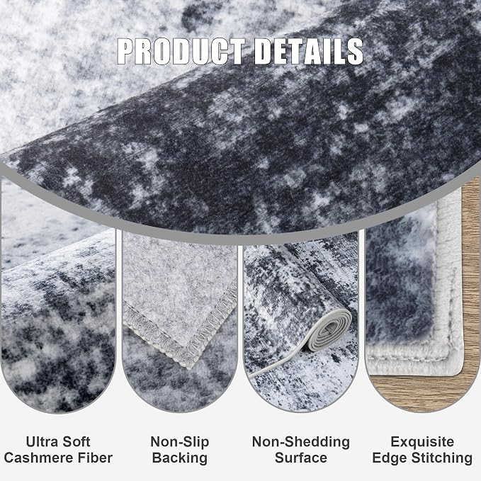 Washable Area Rug 2x3 Entryway Rug: Washable Modern Abstract Soft Thin Rug - Image 6