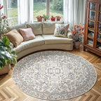 jinchan Zenith Round Rug 6ft Area Rug Soft 6'Round Vintage Floral Rug Non-Slip by JINCHAN