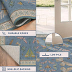 2'6''x10' Blue Insect Runner Rug - Image 4