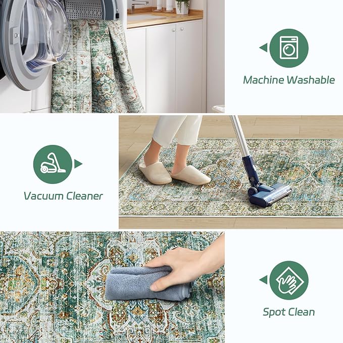Madane Runner Rug 2'6''x8' Kitchen Runner, Hallway Runner Printed Vintage - Image 5