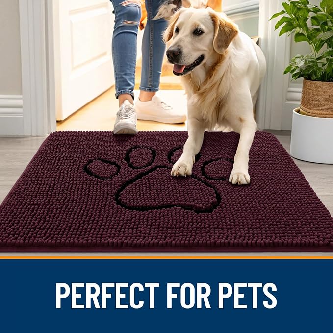 OLANLY Dog Door Mat for Muddy Paws 30x20, Paw Print Design, Absorbs Moisture - Image 6