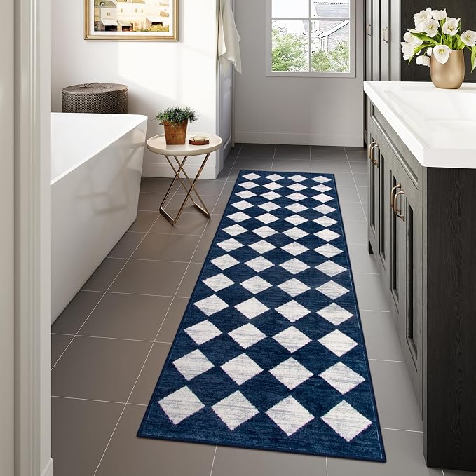 Lahome Zelie Checkered 2x8 Hallway Runner Rug, Soft Kitchen Runner Rugs Non - Image 3
