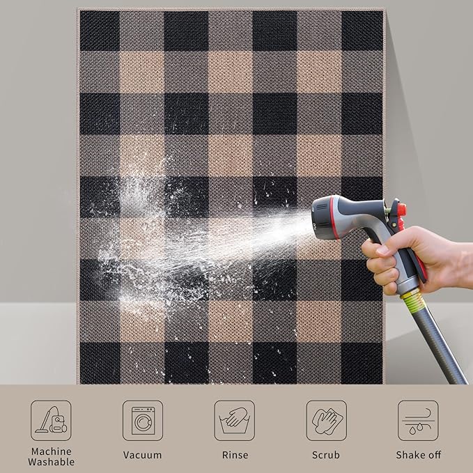 Tangsoo Checkered 4x6 Washable Easy Jute Area Rug - Image 5