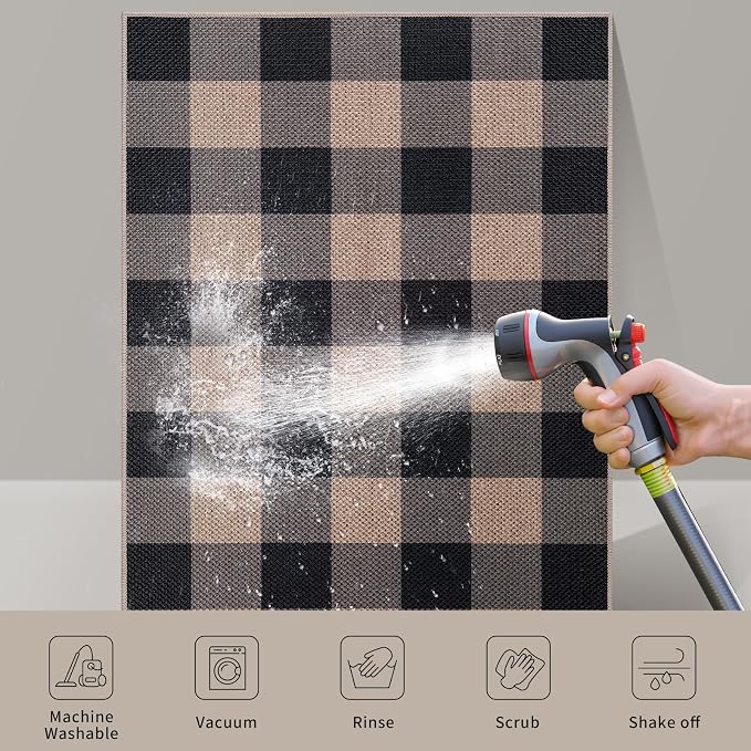 Tangsoo Checkered Easy Jute Rug, 2x3 Washable Ultra Thin Rug - Image 6