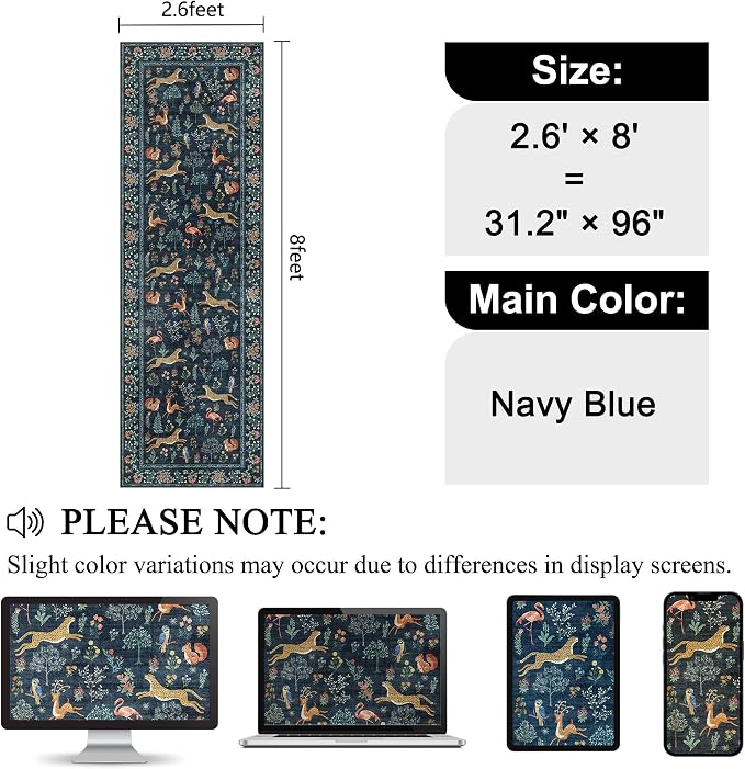 DUKINO 2.6x8 Rug for Hallway, Washable Kitchen Runner Rug - Image 2