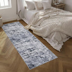 2.6'x10' Runner Rug Washable Rug: Modern Abstract Soft Thin Runner Rug Grey - Image 2