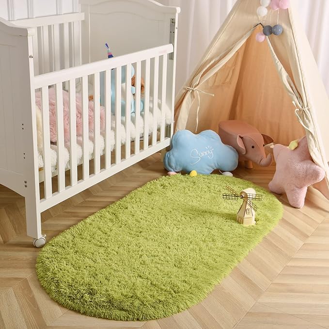 LOCHAS Bedroom Rug 2.6' x 5.3', Soft Oval Throw Rugs Carpet - Image 4