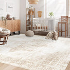 Area Rug 6x9 Washable Rug, Vintage Boho Medallion Rugs Non-Slip Soft Low Pile - Image 3