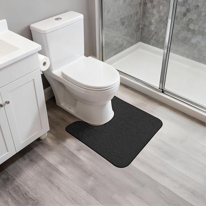 Bosap Toilet Rugs U Shaped Bathroom Rug, Machine Washable Non Slip Quick Dry - Image 6