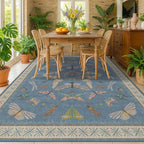 Washable 7x9 Area Rug for Living Room, Dusty Blue Modern Boho Carpet for - Image 3