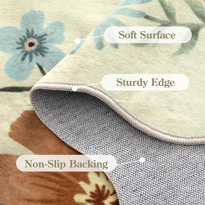 Lahome Floral Small Rug, 2X3 Kitchen Rugs Non Slip Washable Rug Ultra-Thin - Image 7