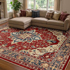 RELEANY Area Rugs 8'x10' Washable Non-Slip, Floral Vintage Distress Medallion by RELEANY