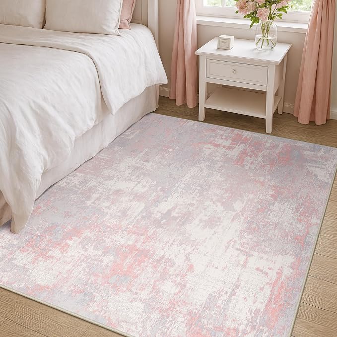 RELEANY Washable Area Rugs 4'x6' Non-Slip Modern Abstract Soft - Image 3