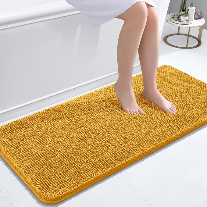 OLANLY Bathroom Runner Rugs 47x20, Soft Absorbent Chenille Bath Rugs, Rubber by OLANLY