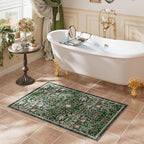 AMTOVO 2x3 Washable Entryway Area Rug Door Mat, Vintage Boho Floral Distressed - Image 3